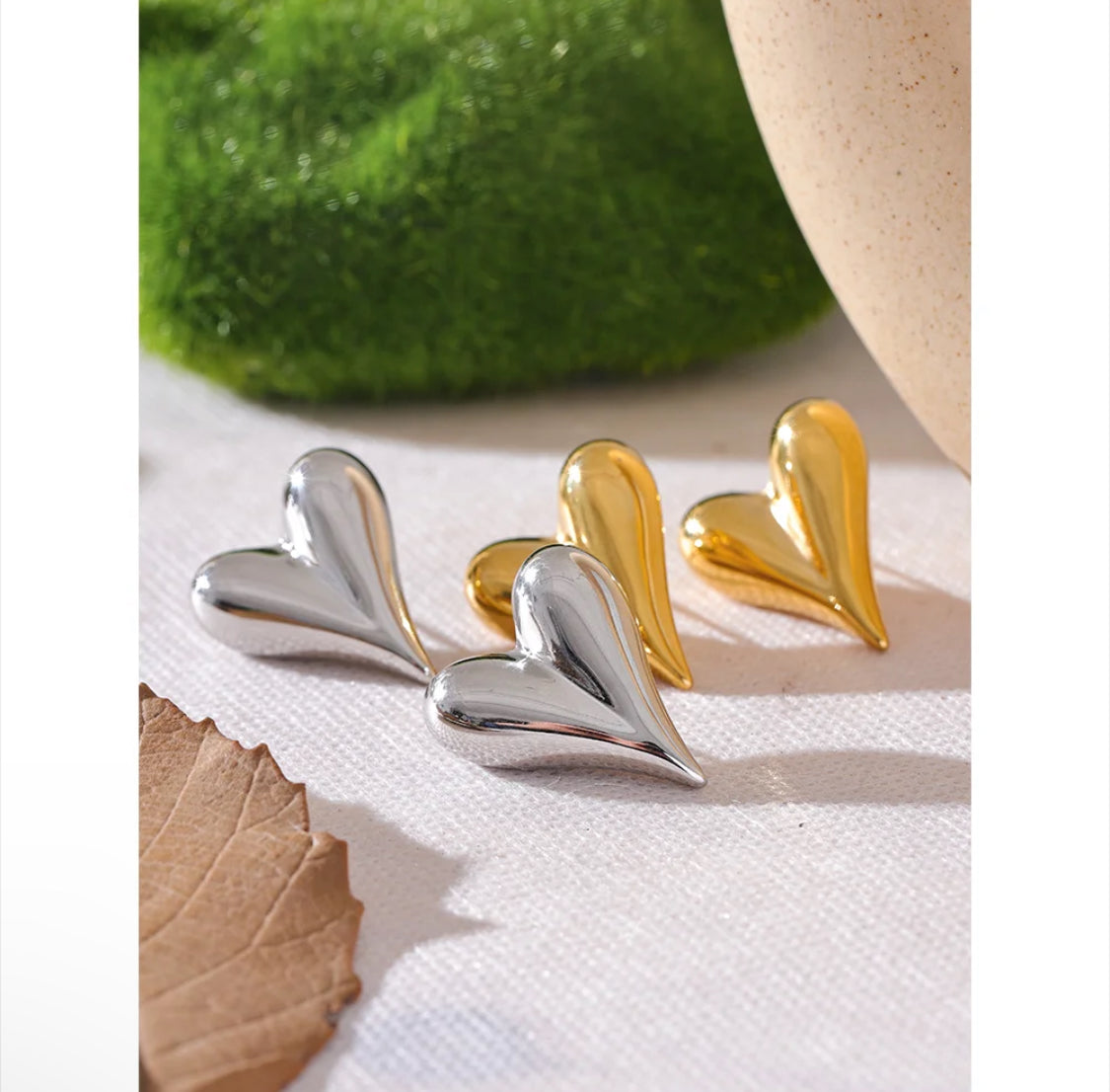 Aretes Corazon grande Acero Inoxidable