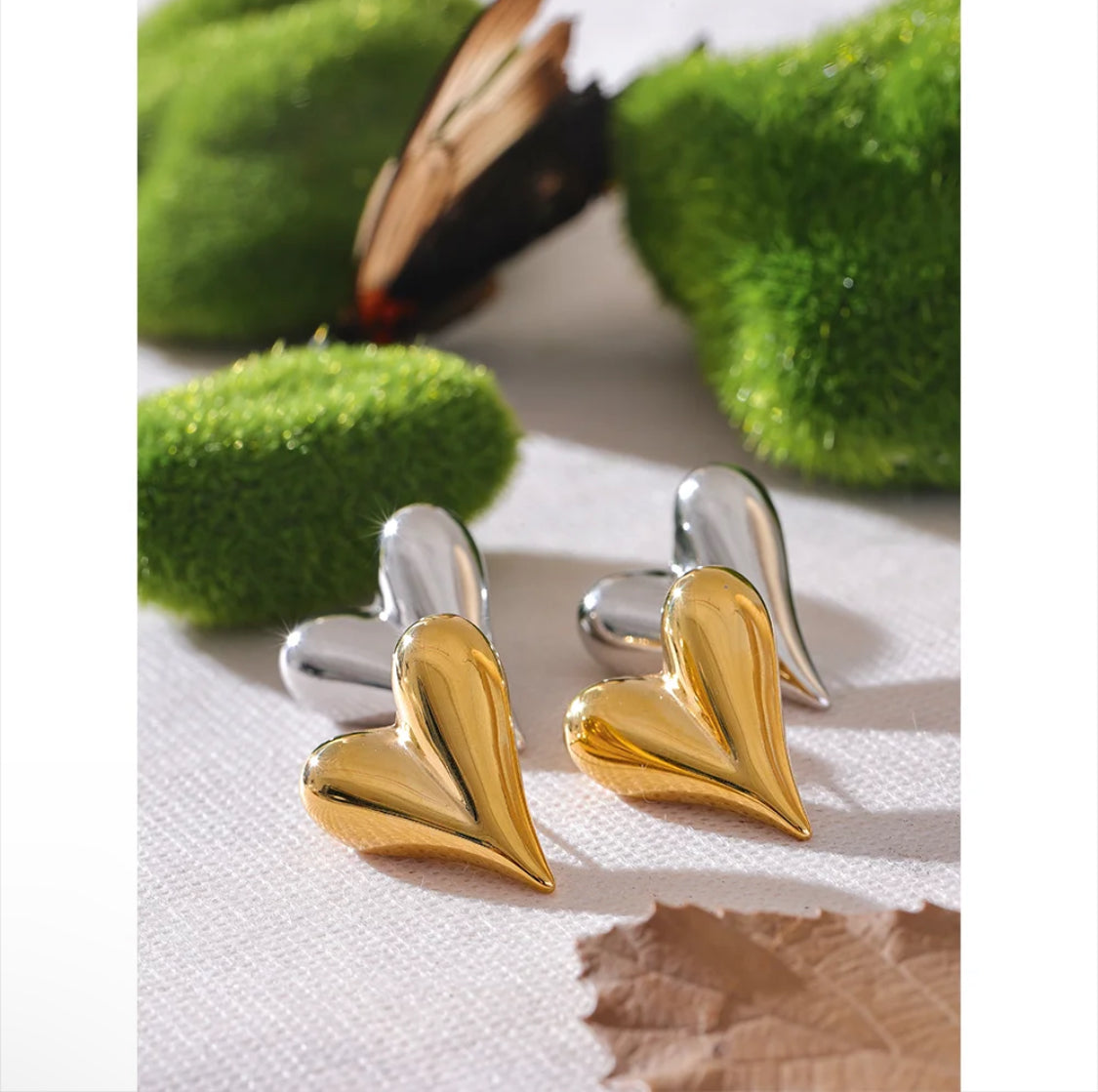 Aretes Corazon grande Acero Inoxidable