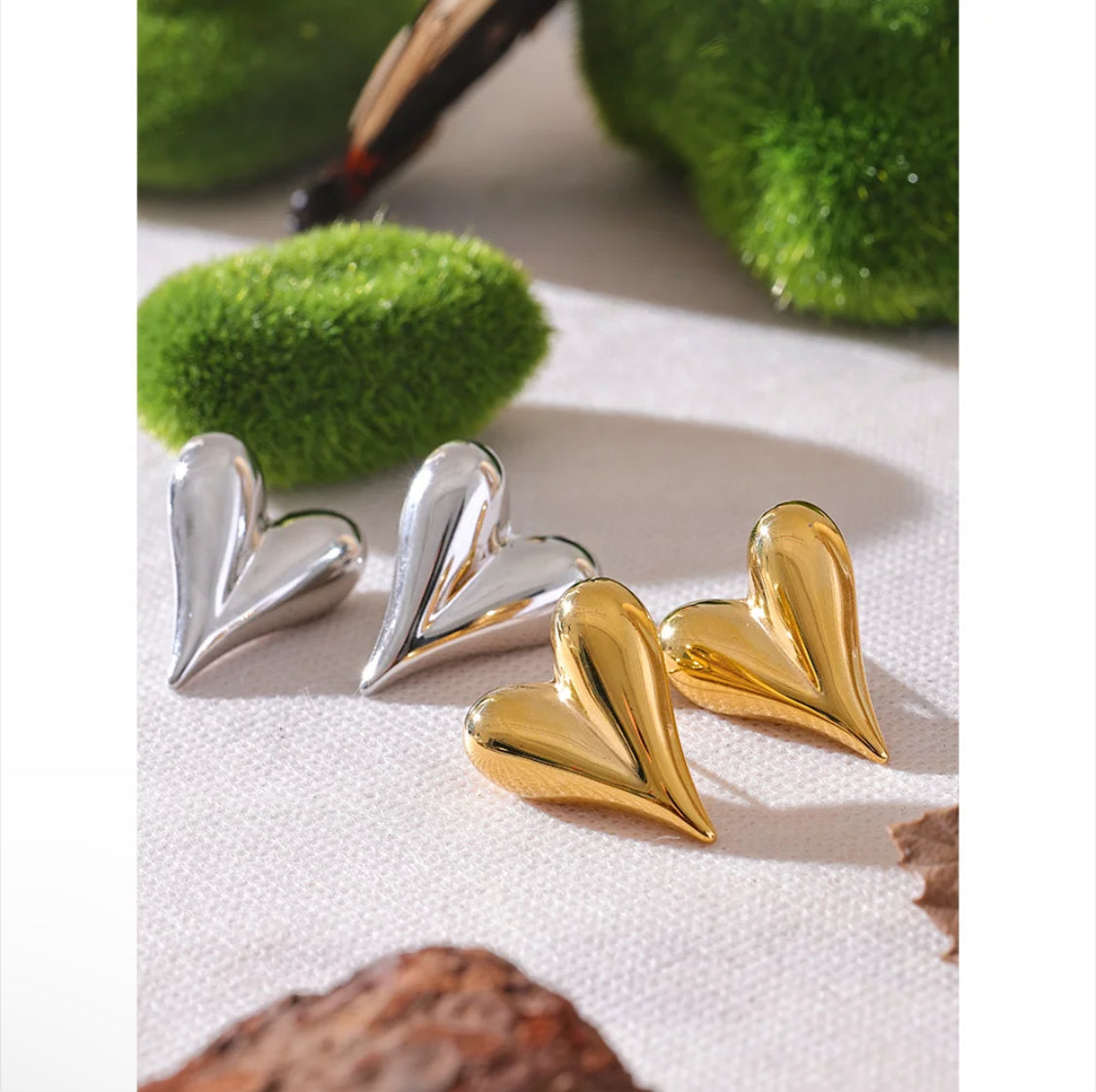 Aretes Corazon grande Acero Inoxidable