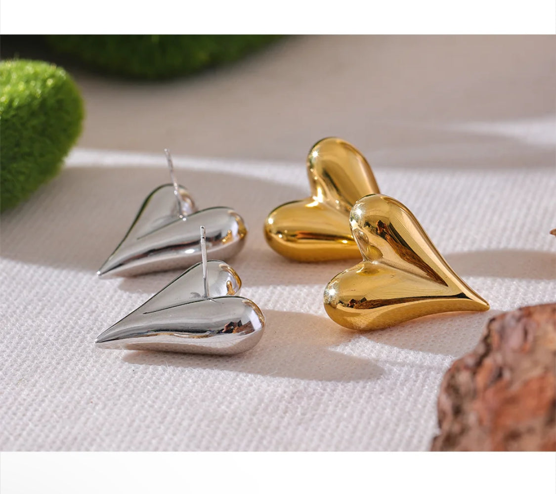 Aretes Corazon grande Acero Inoxidable
