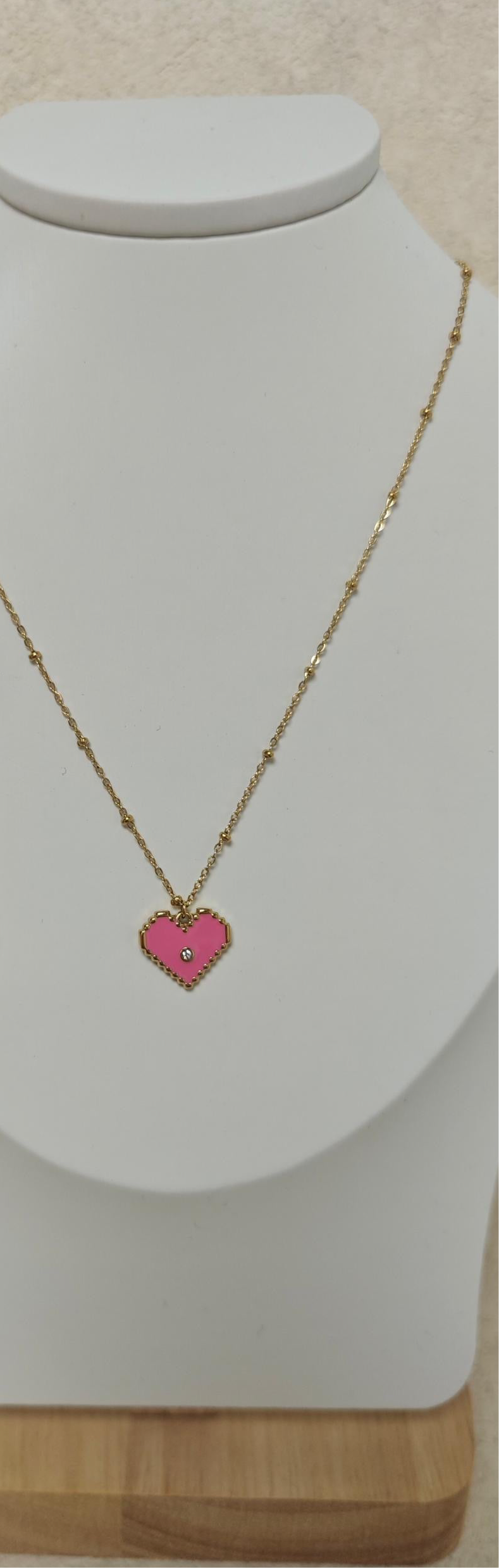 Collar Corazon Colores Esmaltado