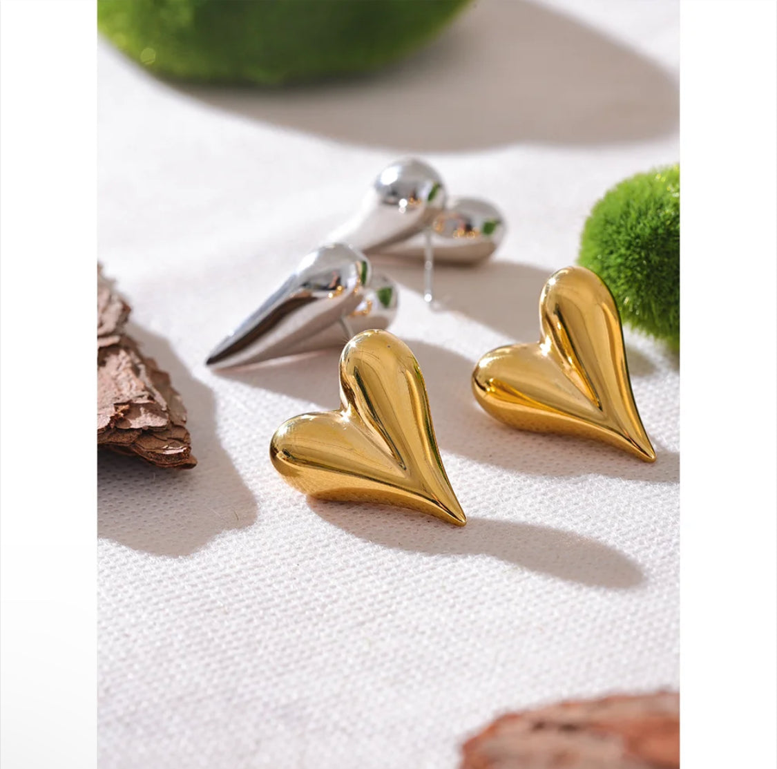 Aretes Corazon grande Acero Inoxidable