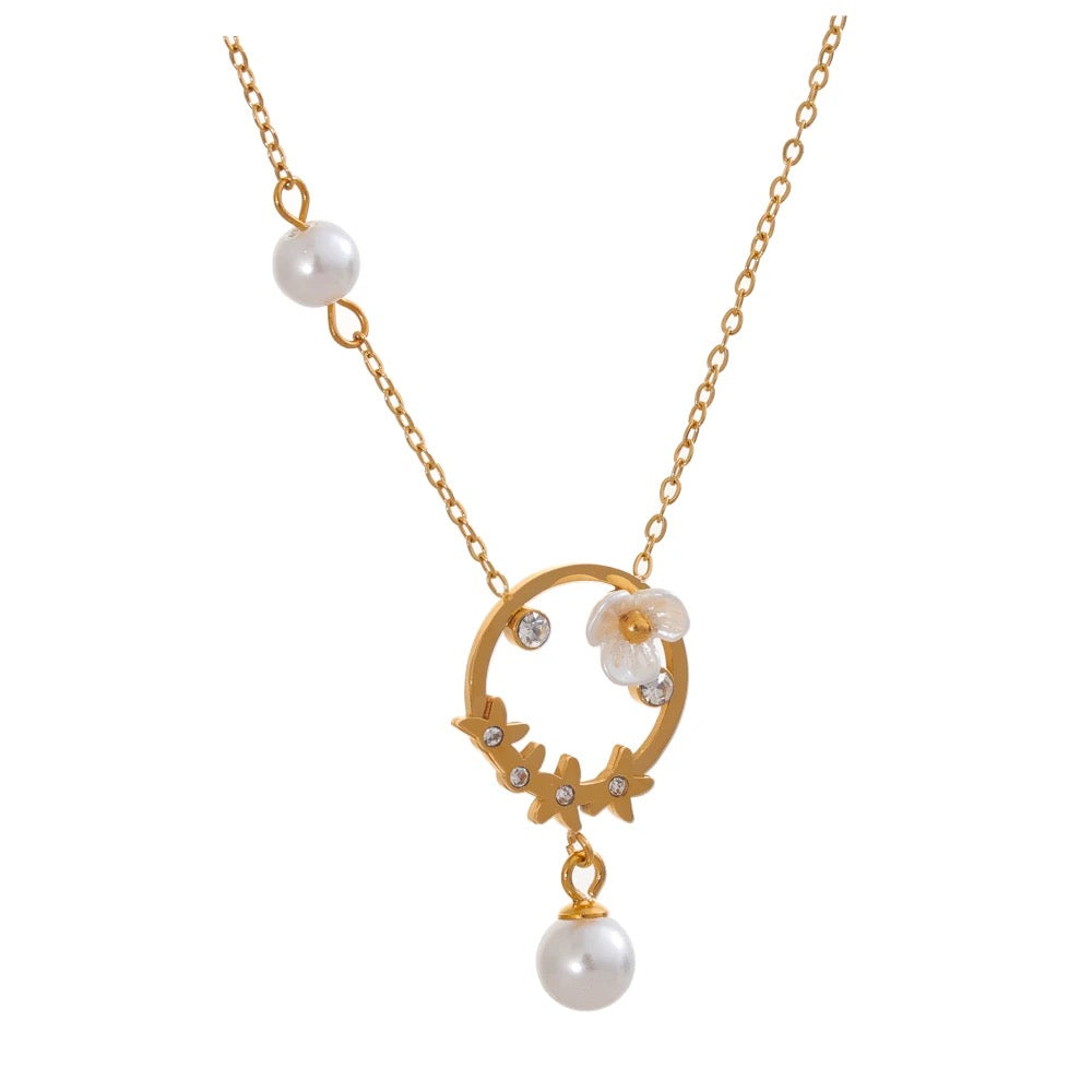 Cadena Toque Divino -perla y flor 🌸✨”