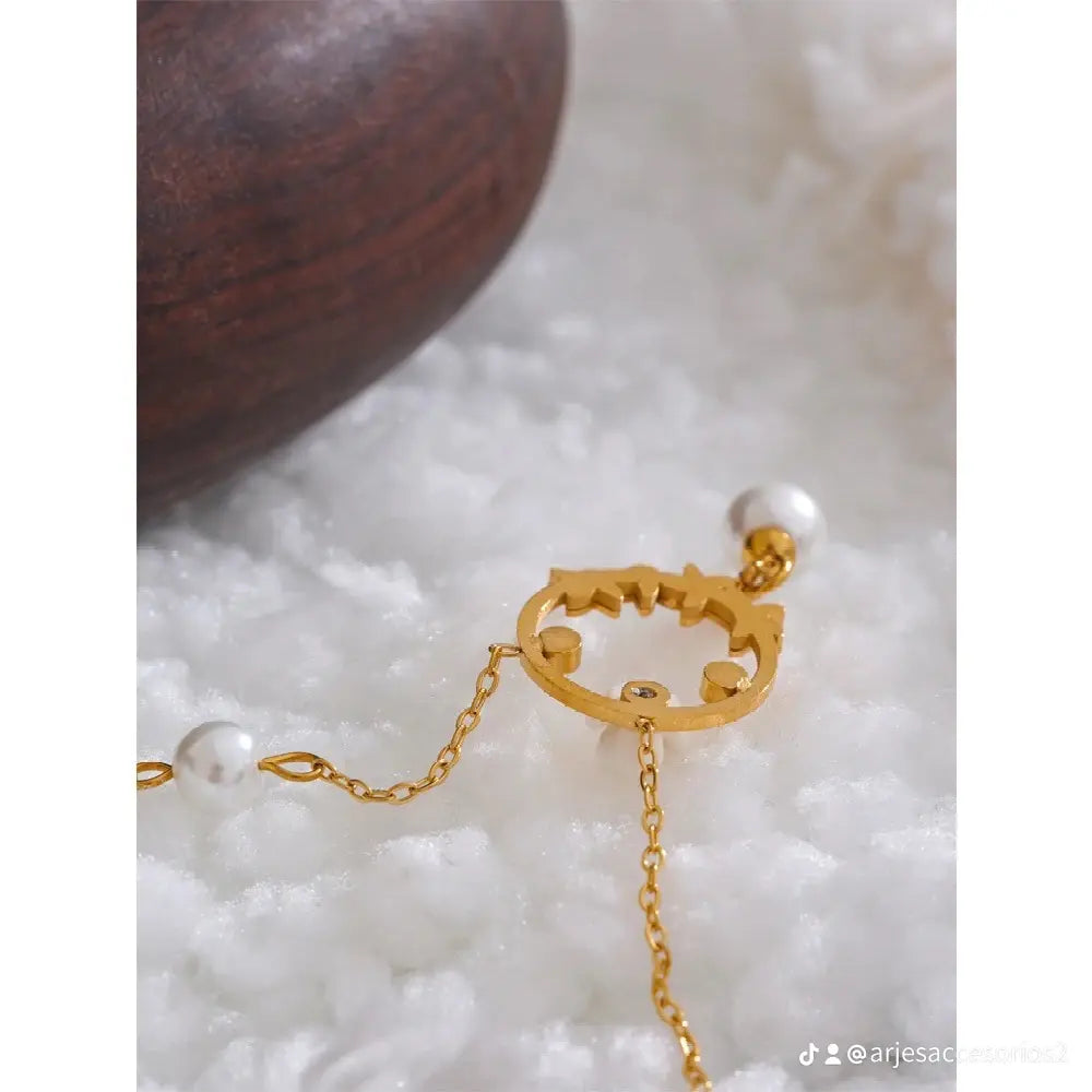 Cadena Toque Divino -perla y flor 🌸✨”