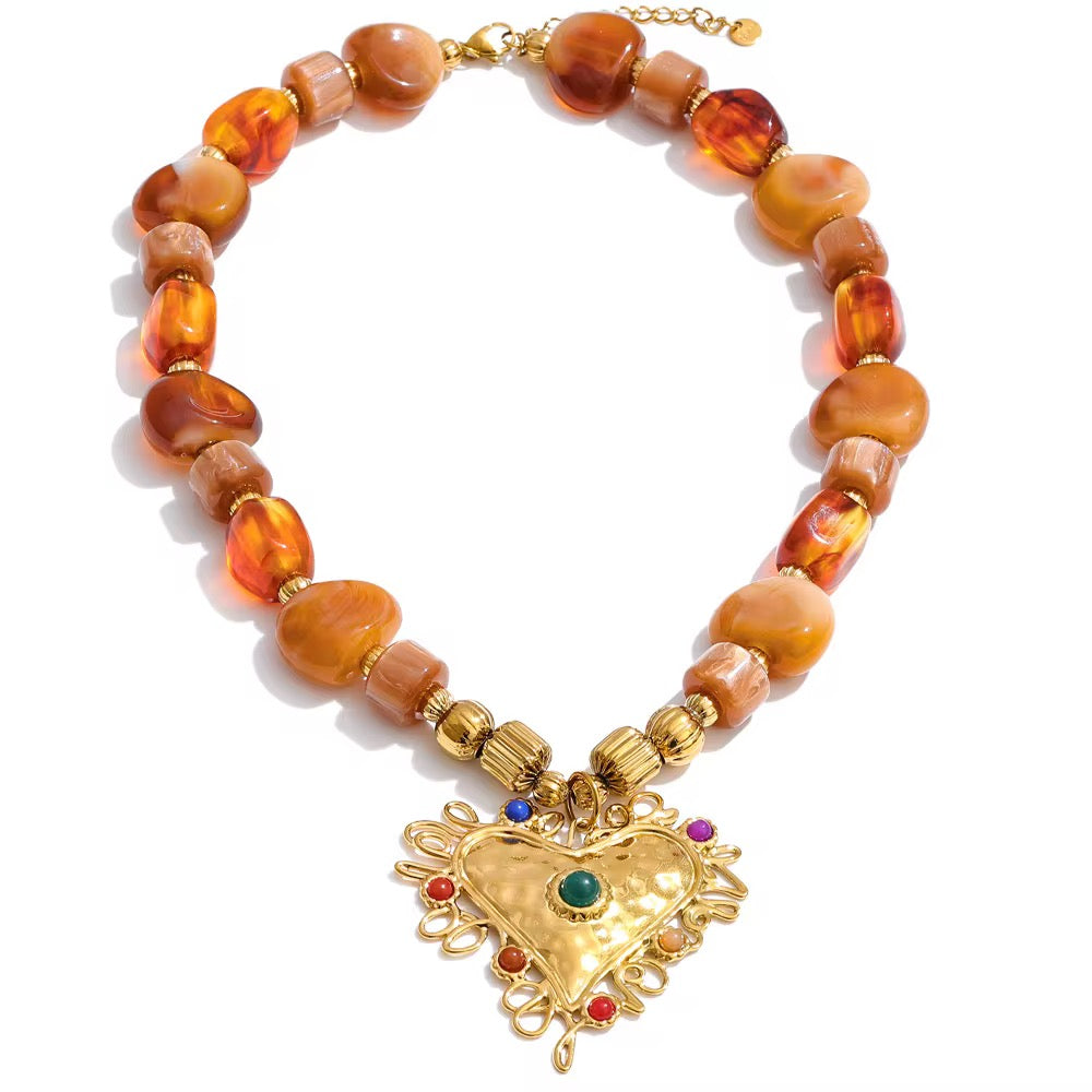 Collar Corazón Ámbar Sagrado ✨🤎