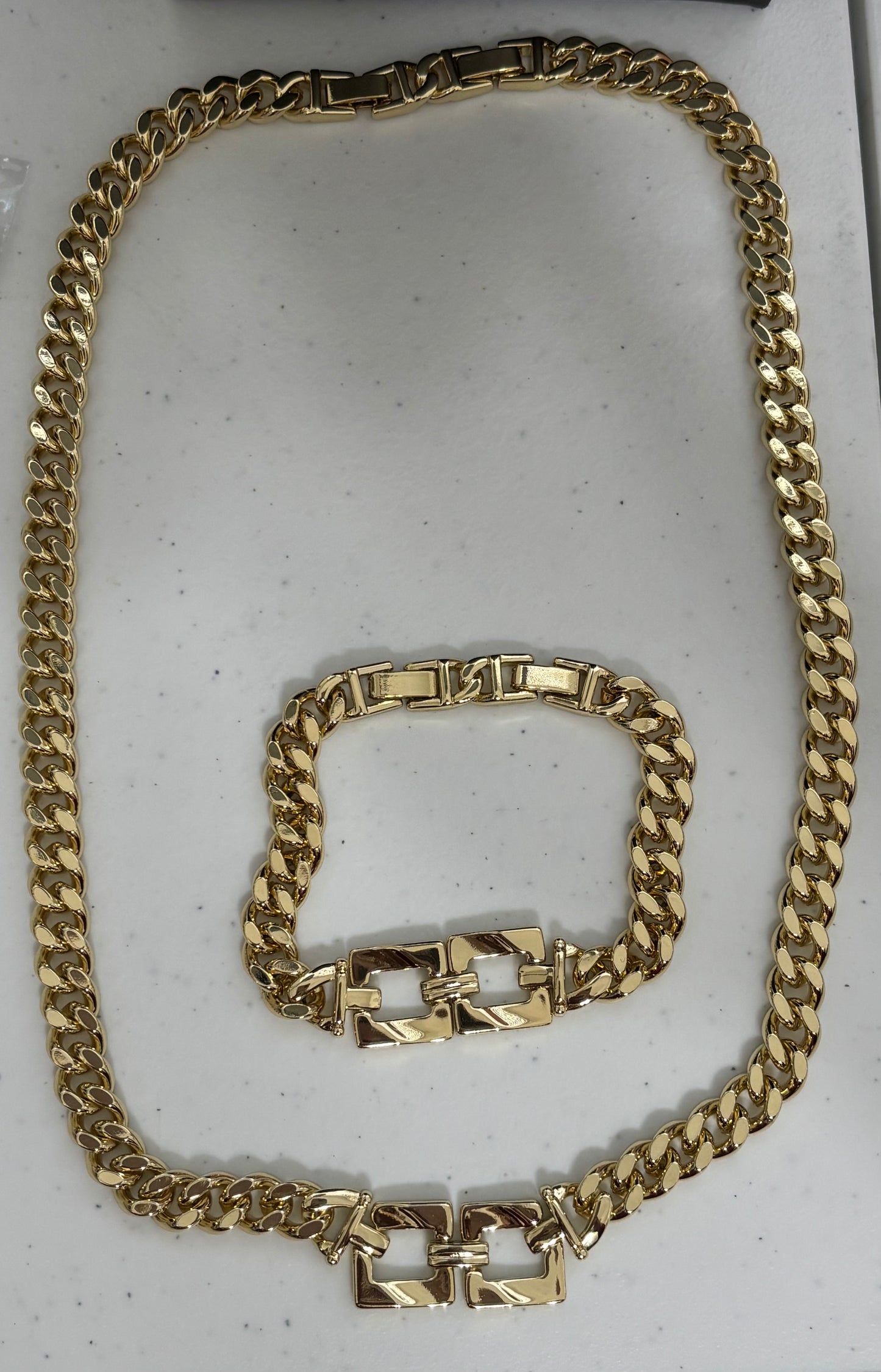 Set, cadena y brazalete eslabón Imperial 14 K