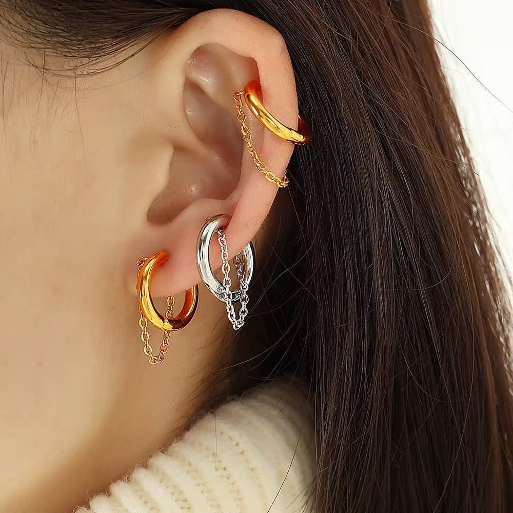 ✨ Ear Cuffs con cadenas: Elegancia y Estilo