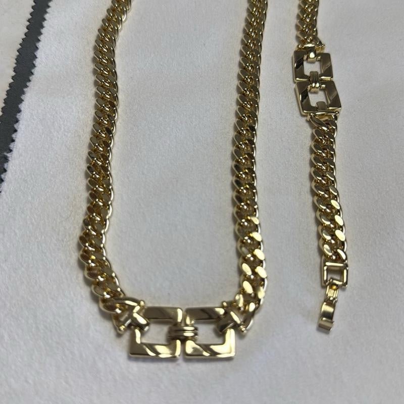Set Gold Royal Links 14K Laminado 2 Piezas Gold Color Chain Necklace for Men and Women