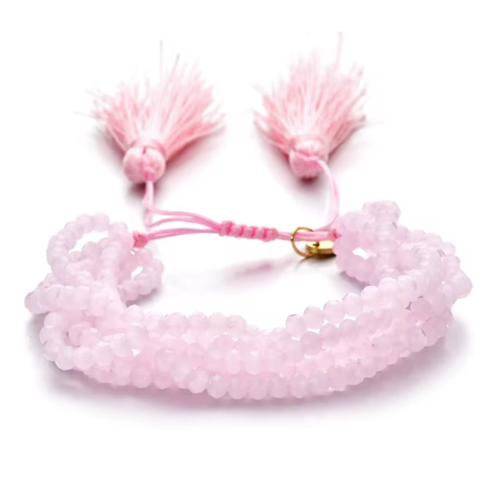 Pulsera Seis Cristales con Pompones