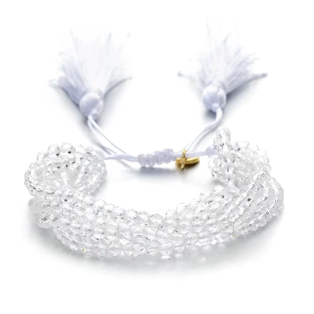 Pulsera Seis Cristales con Pompones