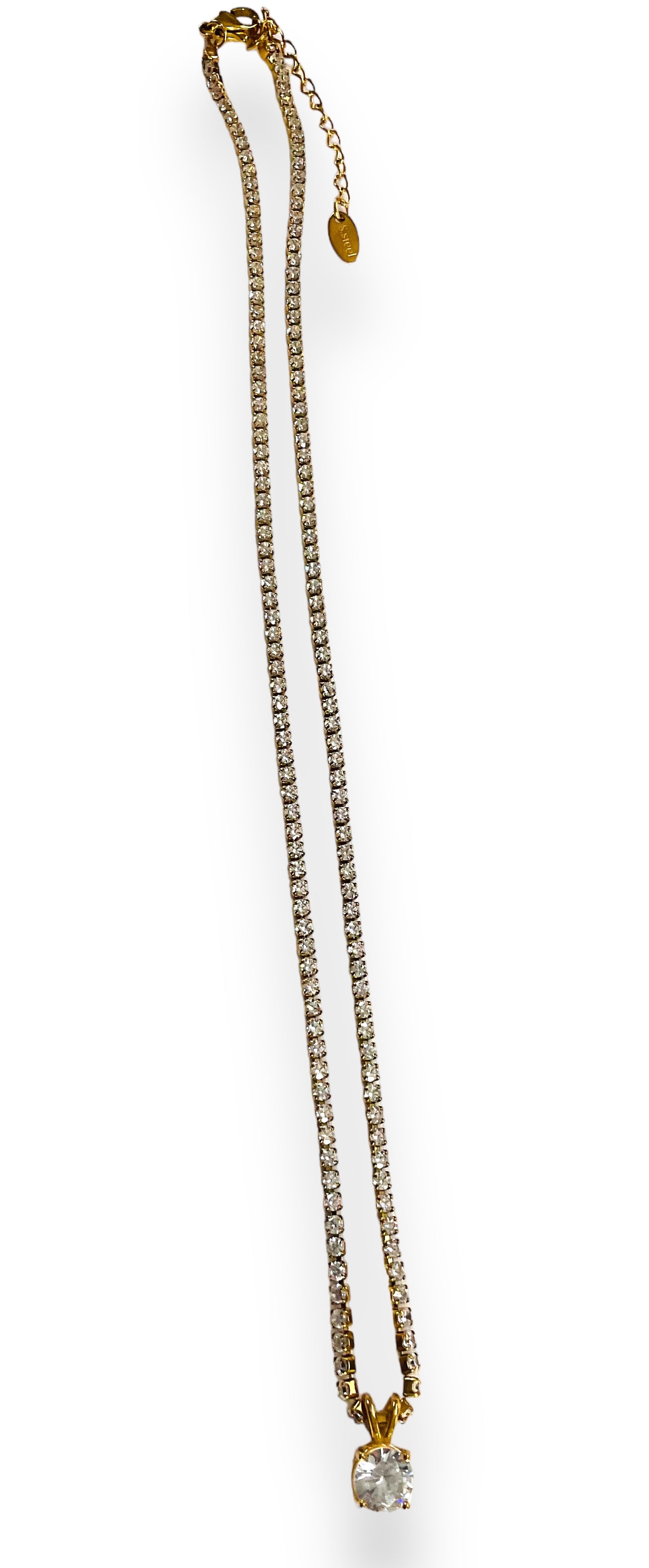 Cadena Acero tejido tenis -zircon solitario