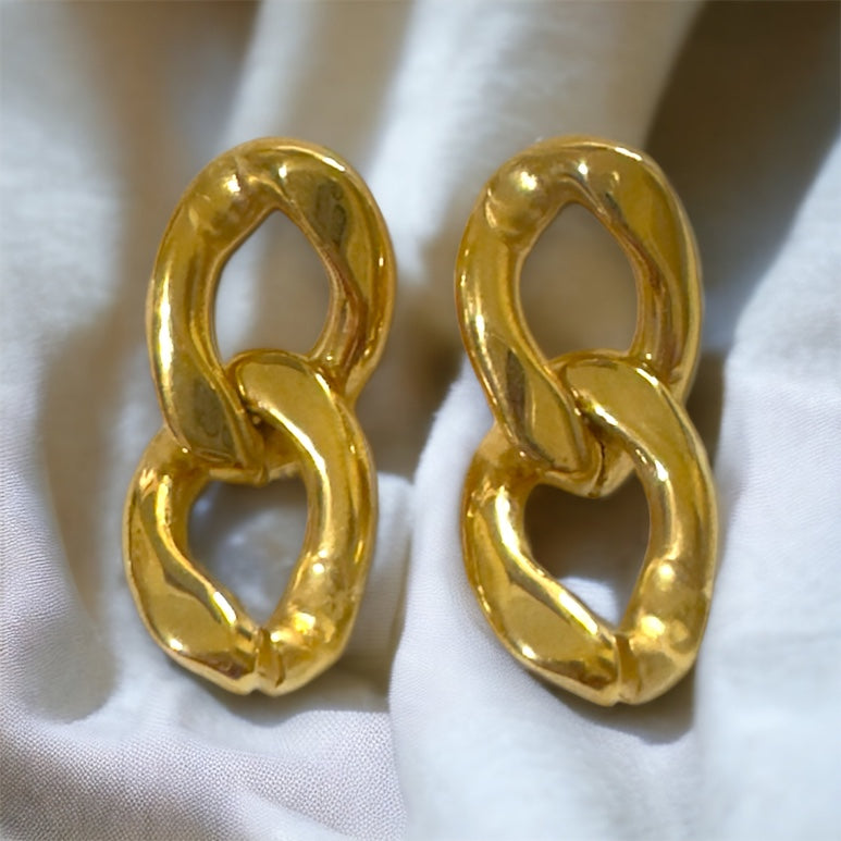Aretes de eslabones grandes en Acero Inoxidable - Dorado