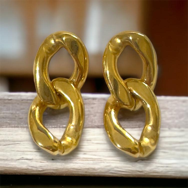 Aretes de eslabones grandes en Acero Inoxidable - Dorado