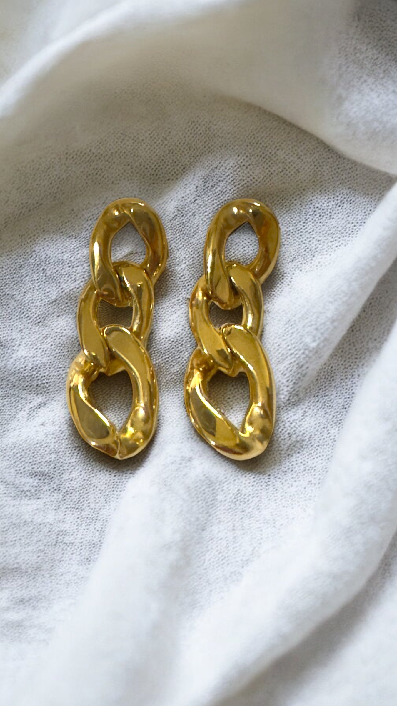 Aretes de eslabones grandes en Acero Inoxidable - Dorado