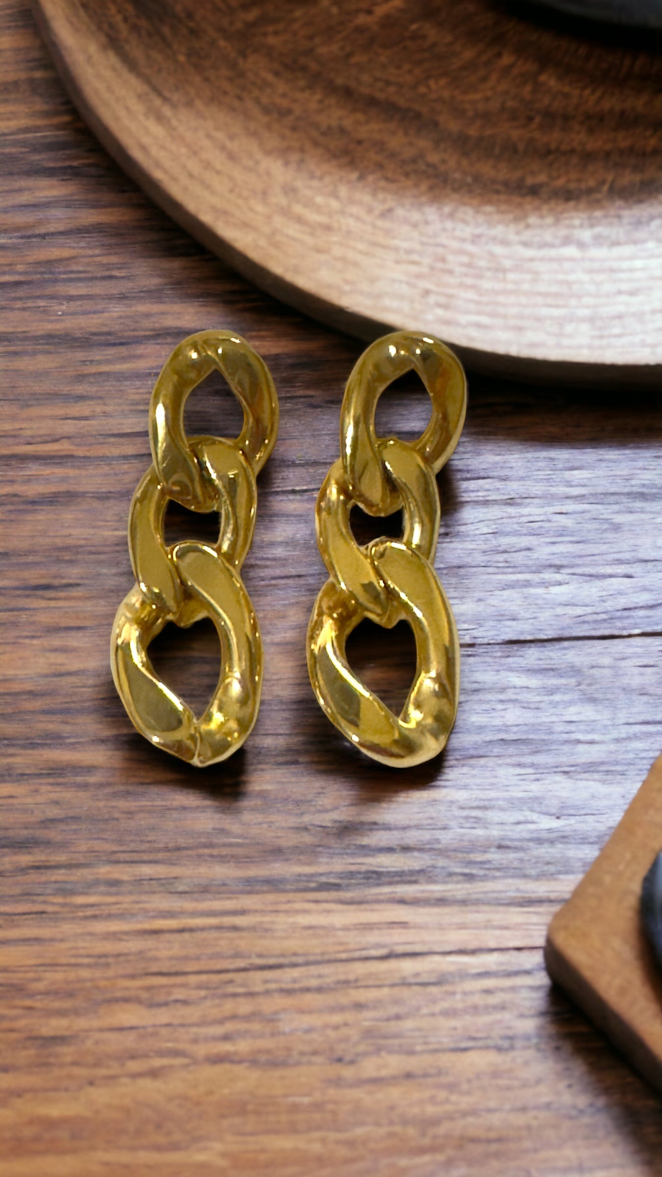 Aretes de eslabones grandes en Acero Inoxidable - Dorado