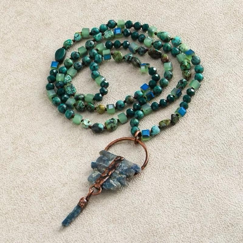 Collar Esencia Turquesa & Cuarzo Azul Handcrafted Beaded Necklace with Copper Accent for Women