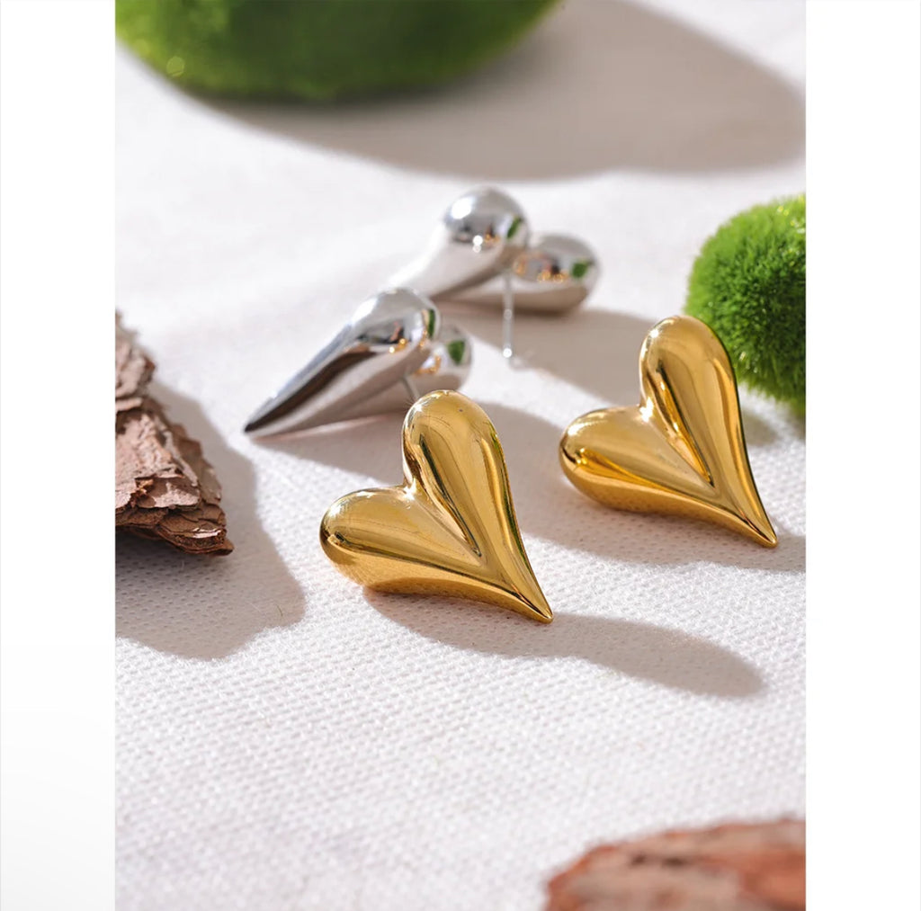 Aretes Corazon grande Acero Inoxidable