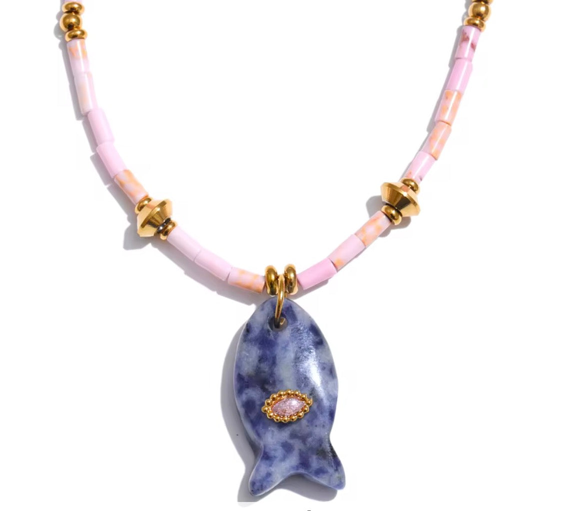 Collar Pescado Piedra Natural