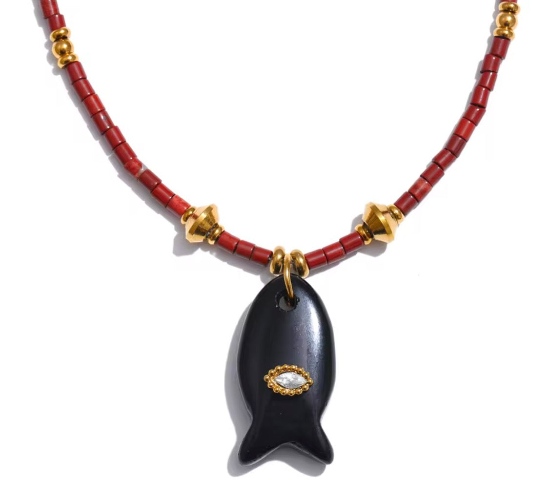 Collar Pescado Piedra Natural