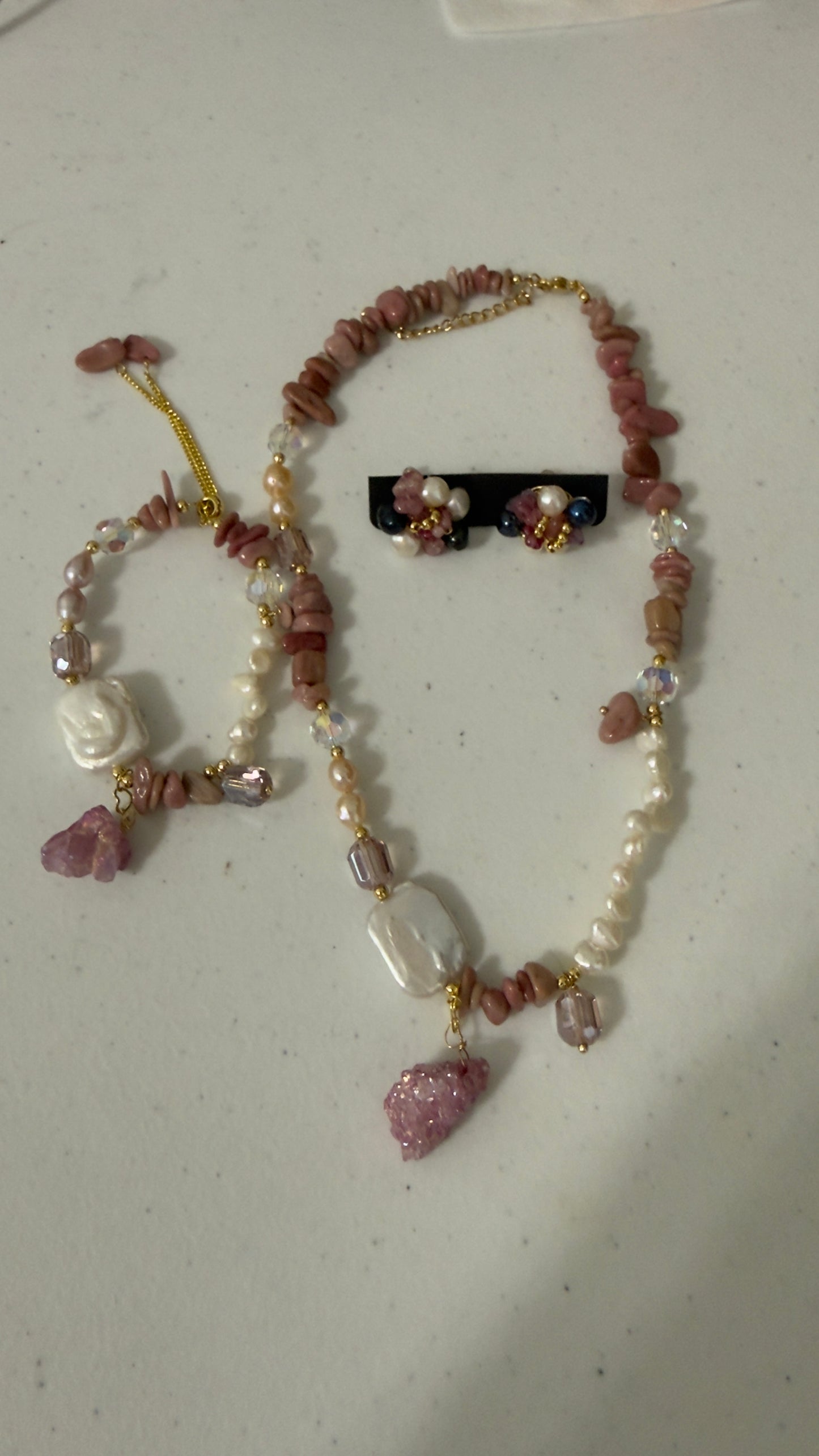 Set Perlas & Piedra Rosé Natural