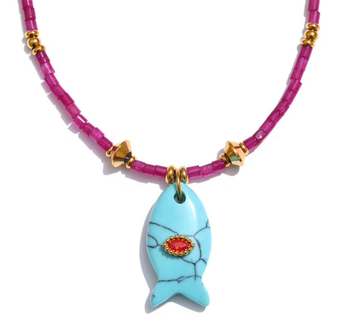 Collar Pescado Piedra Natural