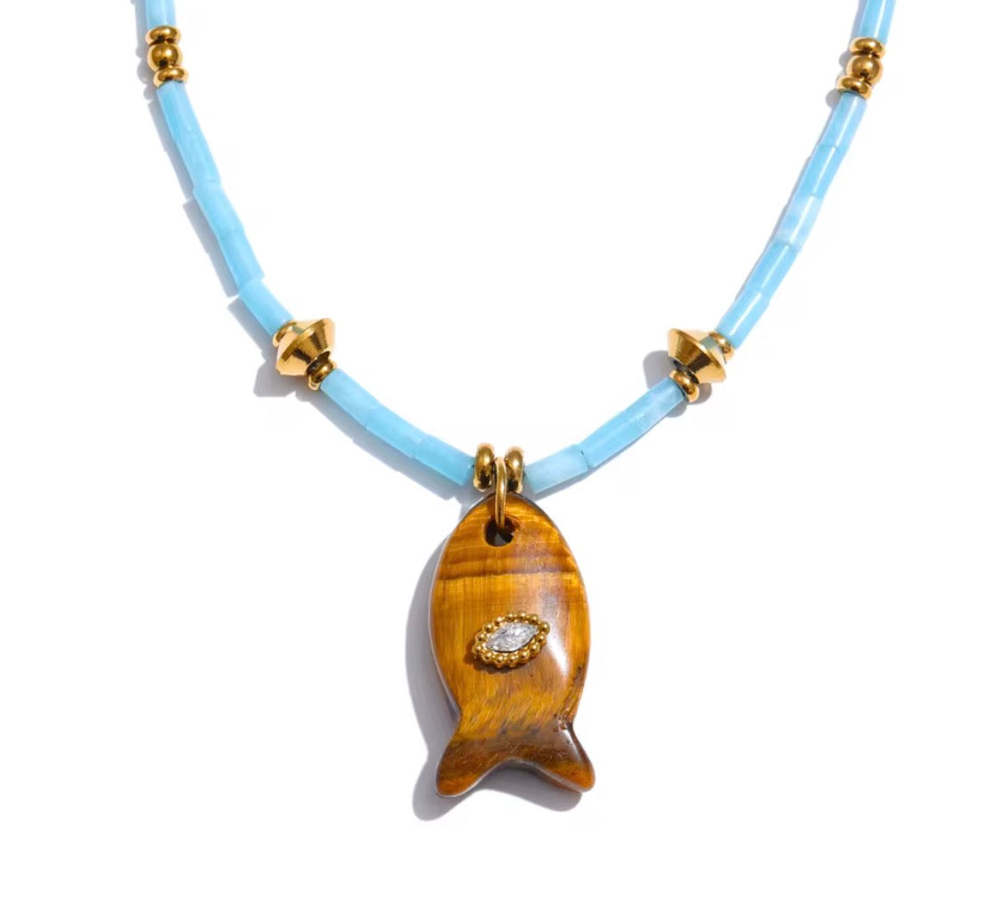 Collar Pescado Piedra Natural