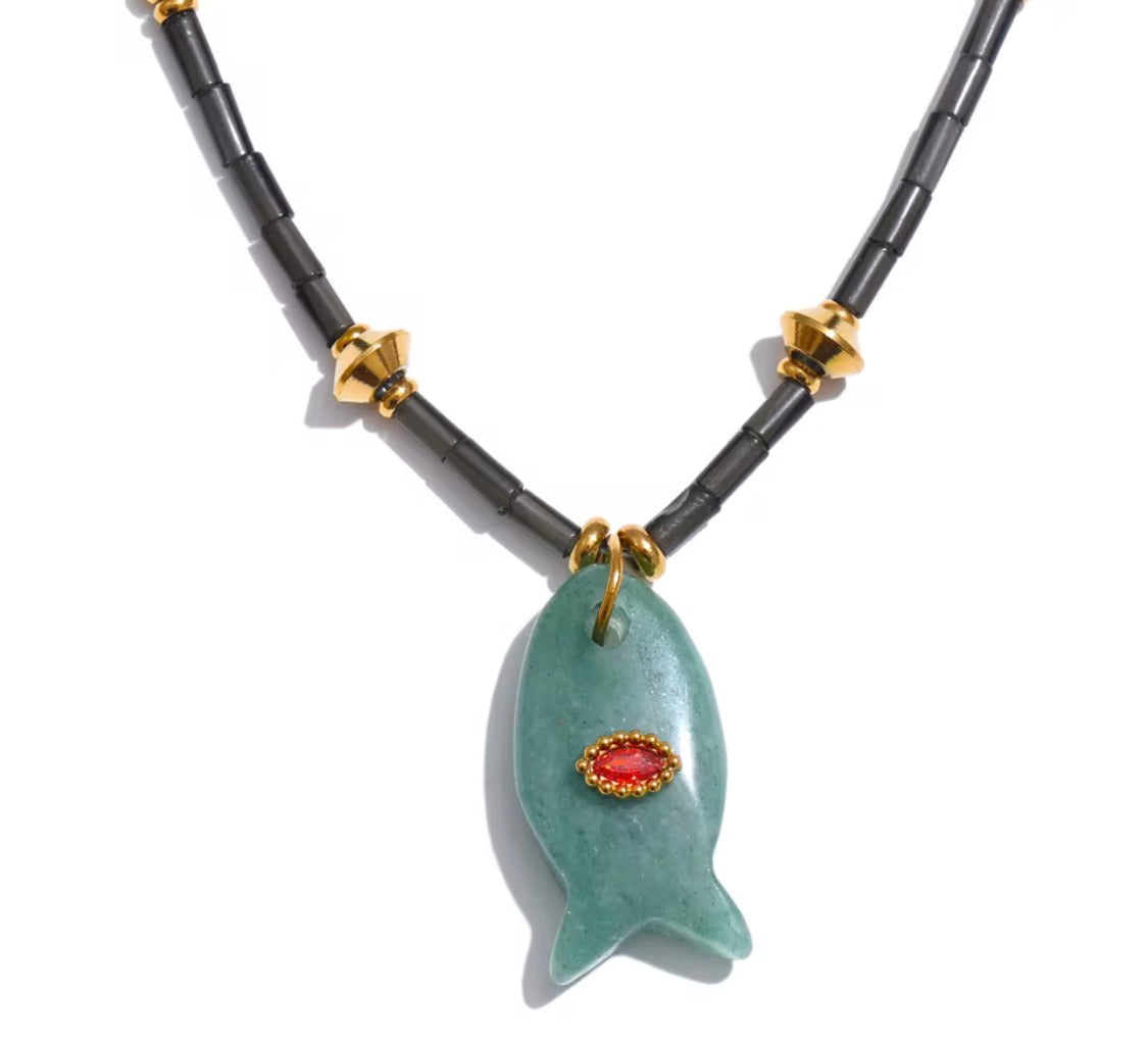 Collar Pescado Piedra Natural