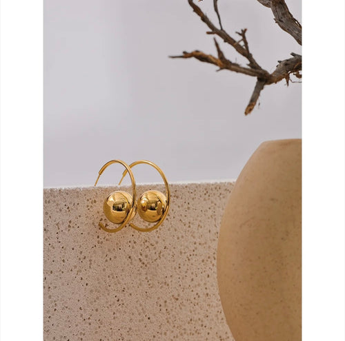 Pendientes con bola grande - Acero inoxidable