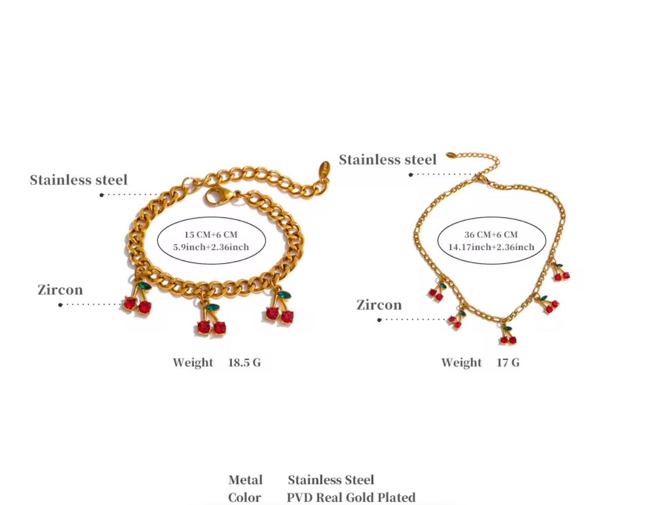 Set Cherry Elegance (Collar y Pulsera)