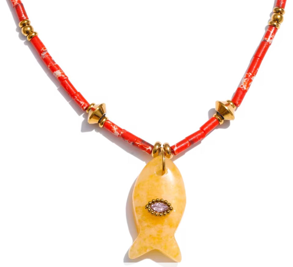 Collar Pescado Piedra Natural