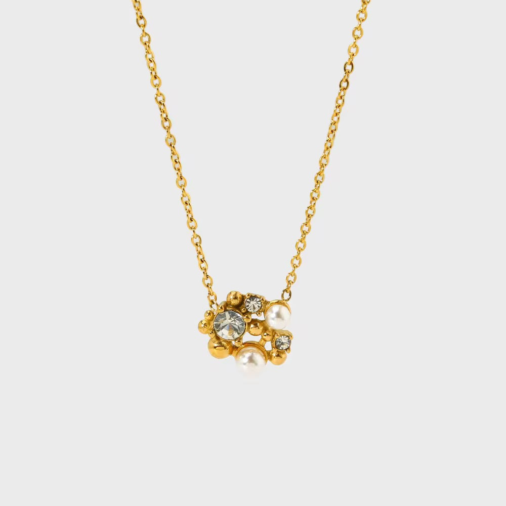 Set Flor Perla Circonia