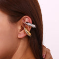 Maxi ear cuff de acero con línea de circonitas