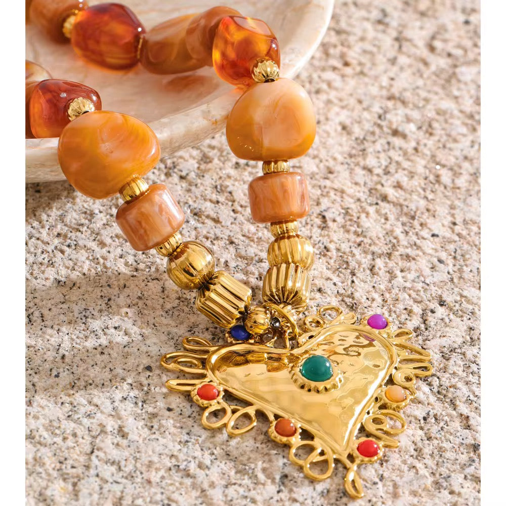 Collar Corazón Ámbar Sagrado ✨🤎