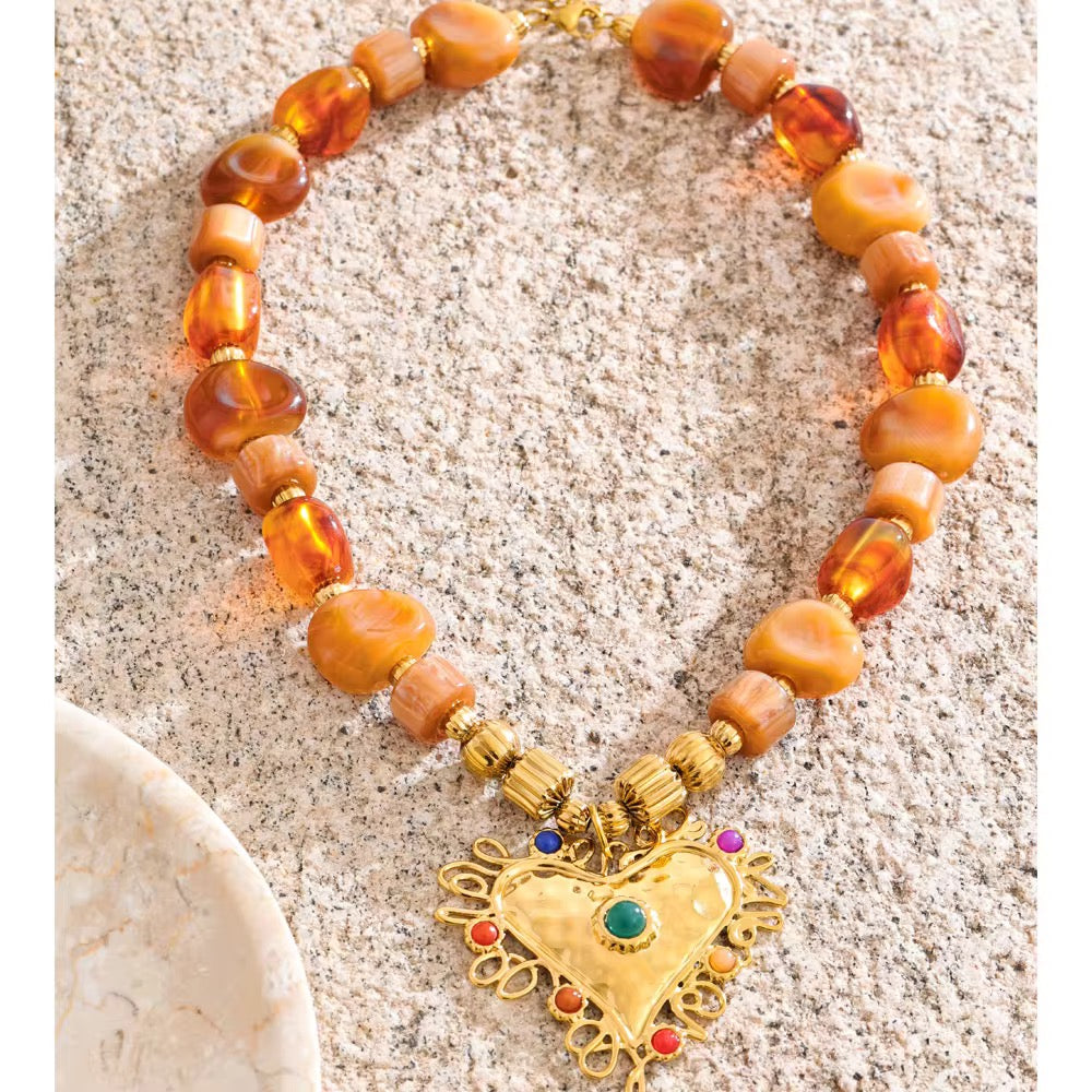 Collar Corazón Ámbar Sagrado ✨🤎