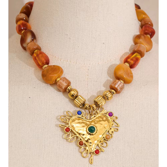 Collar Corazón Ámbar Sagrado ✨🤎