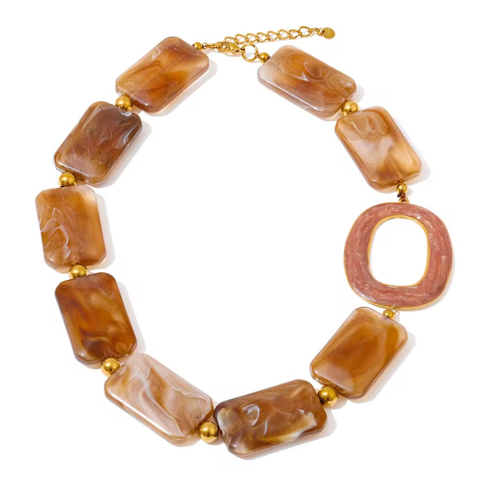 Collar Miel Nude Marmoleado ✨🍯