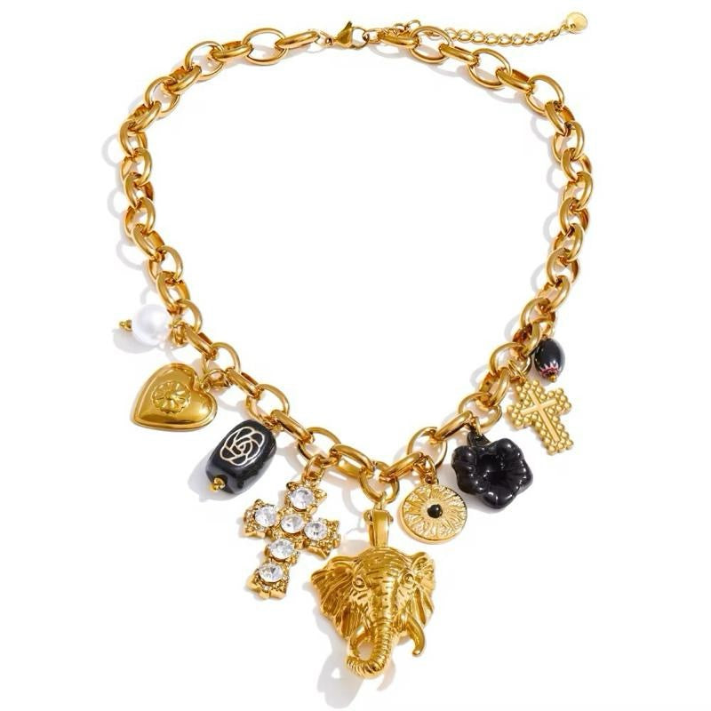 Collar Amuleto Dorado Étnico