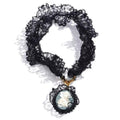 Choker Encaje Noir con Camafeo Vintage Black Lace Necklace with Vintage Cameo Pendant