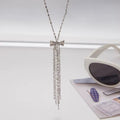 Collar Silver Bow Lariat Necklace