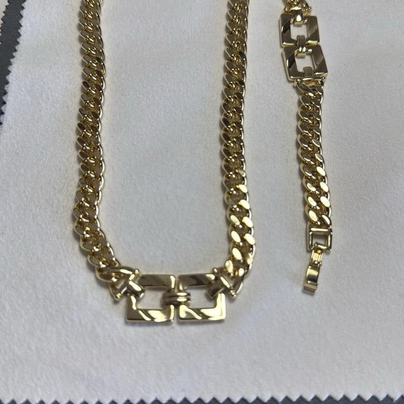 Set Gold Royal Links 14K Laminado 2 Piezas Gold Color Chain Necklace for Men and Women