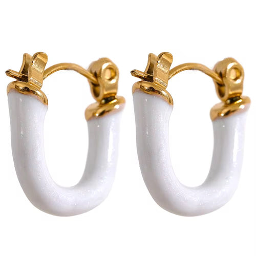Enameled U-shaped earrings