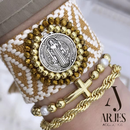 Set Pulsera San Benito & Fe Dorada