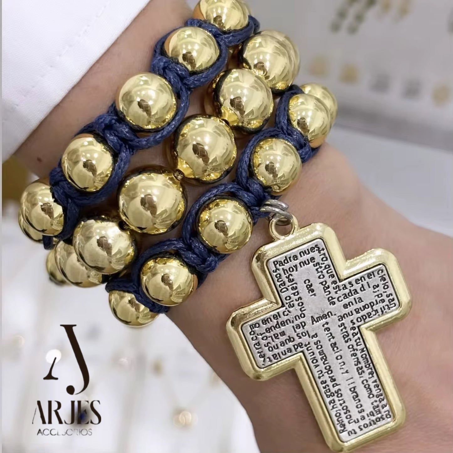 Set Pulsera Rosario Lux Dorado