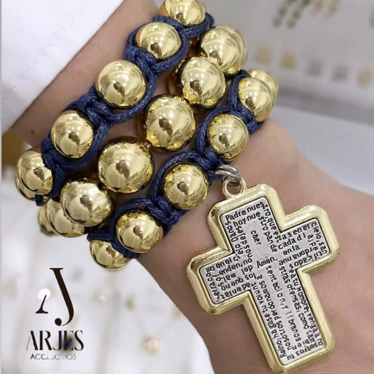 Set Pulsera Rosario Lux Dorado
