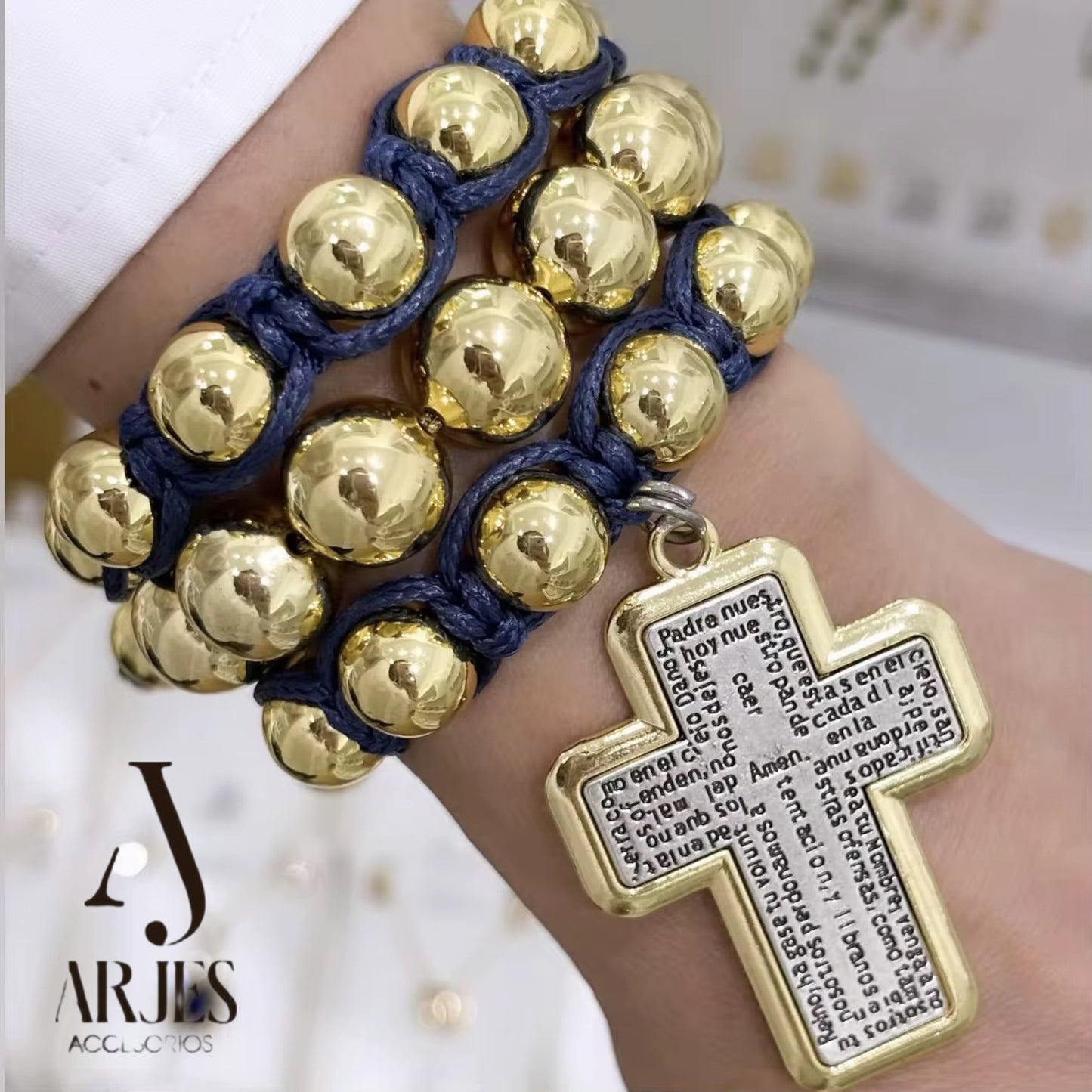 Set Pulsera Rosario Lux Dorado