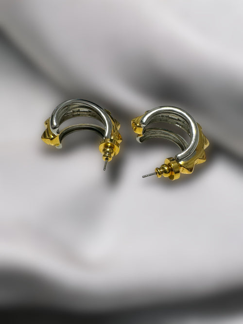 Medium dual-tone Arracadas in 925 Silver
