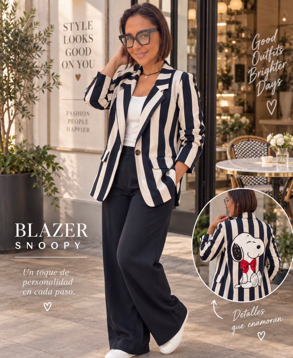 Blazer Snoopy de Rayas con Lazo Rojo