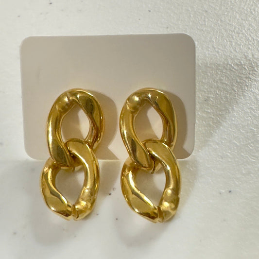 Aretes de eslabones grandes en Acero Inoxidable - Dorado