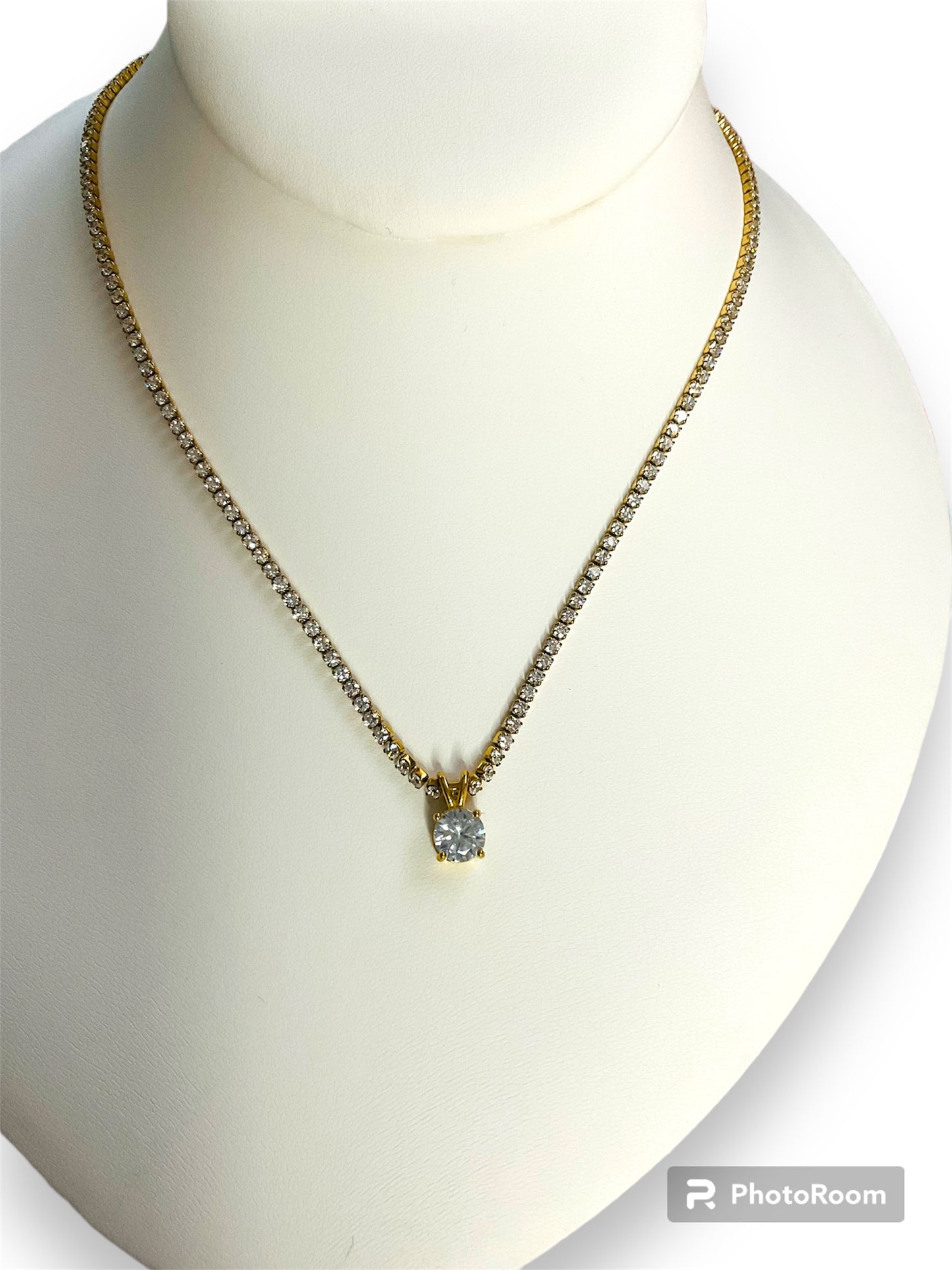 Cadena Acero tejido tenis -zircon solitario
