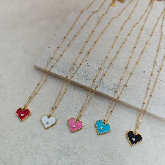 Collar Corazon Colores Esmaltado